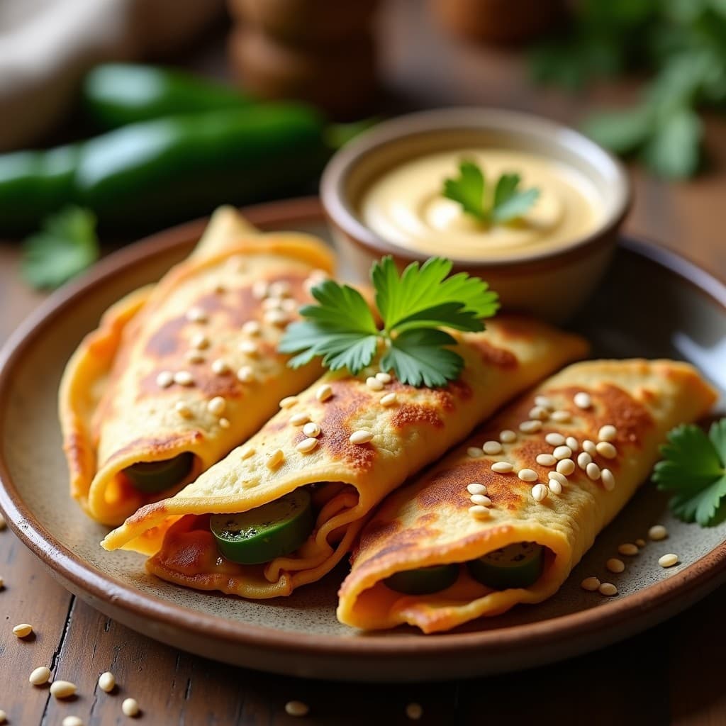 Empanadillas de Masa de Coliflor Rellenas de Rajas con Crema de Ajonjolí: Receta Mexicana Keto