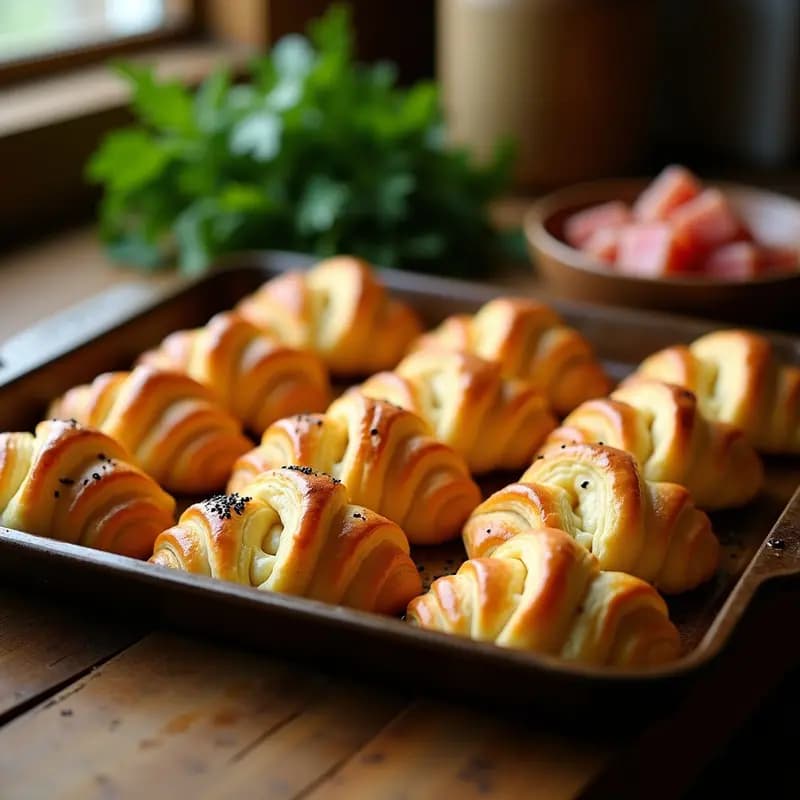 Pravcicki Kiflice de Queso y Jamón: Empanadillas Croatas de Hojaldre Rápidas