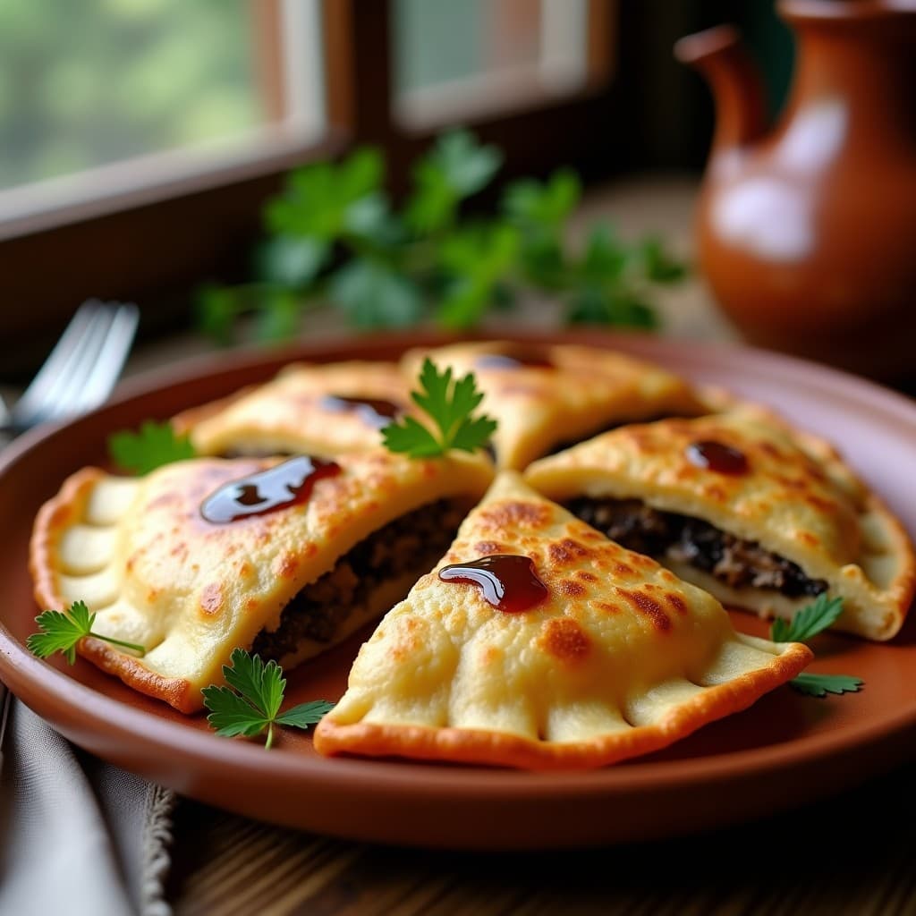 Empanadillas de Espelta con Relleno de Champiñones Portobello y Trufa: Receta Española en Airfryer