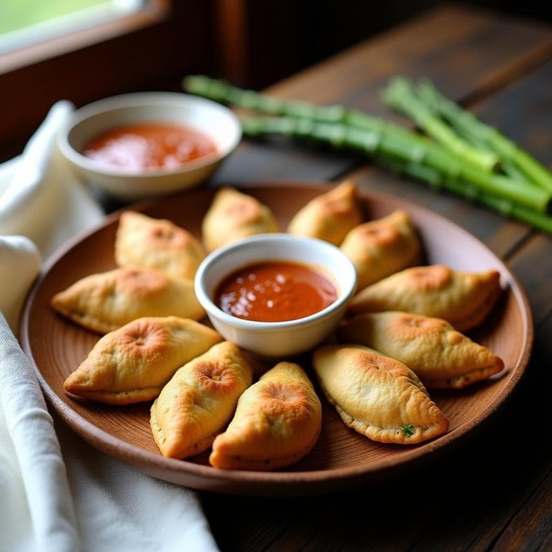 Empanadillas de Espelta y Espárragos Blancos con Salsa Romesco: Receta Catalana en Thermomix