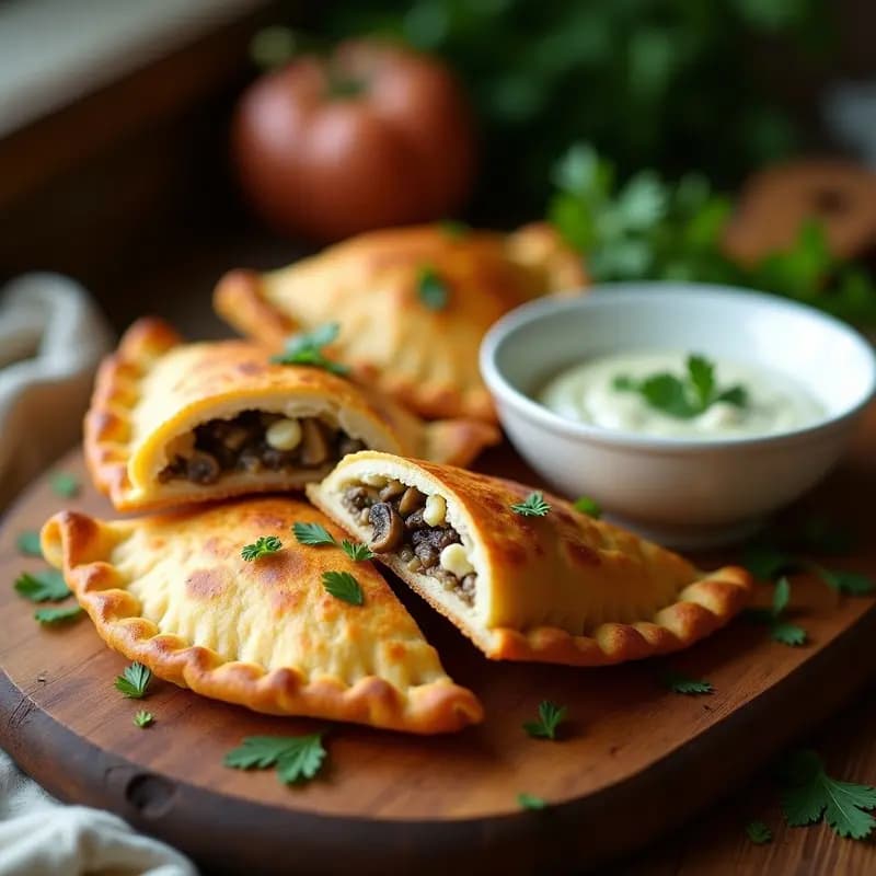 Empanadillas de Espelta con Relleno de Hongos Portobello y Queso de Cabra: Receta en Airfryer