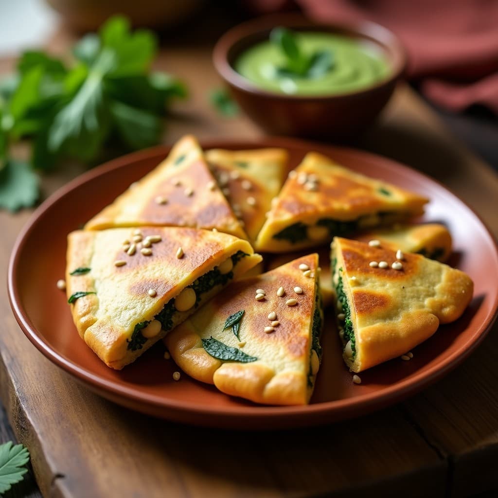 Empanadillas de Espinaca y Tofu con Masa de Harina de Garbanzo: Receta Indiana Sin Gluten