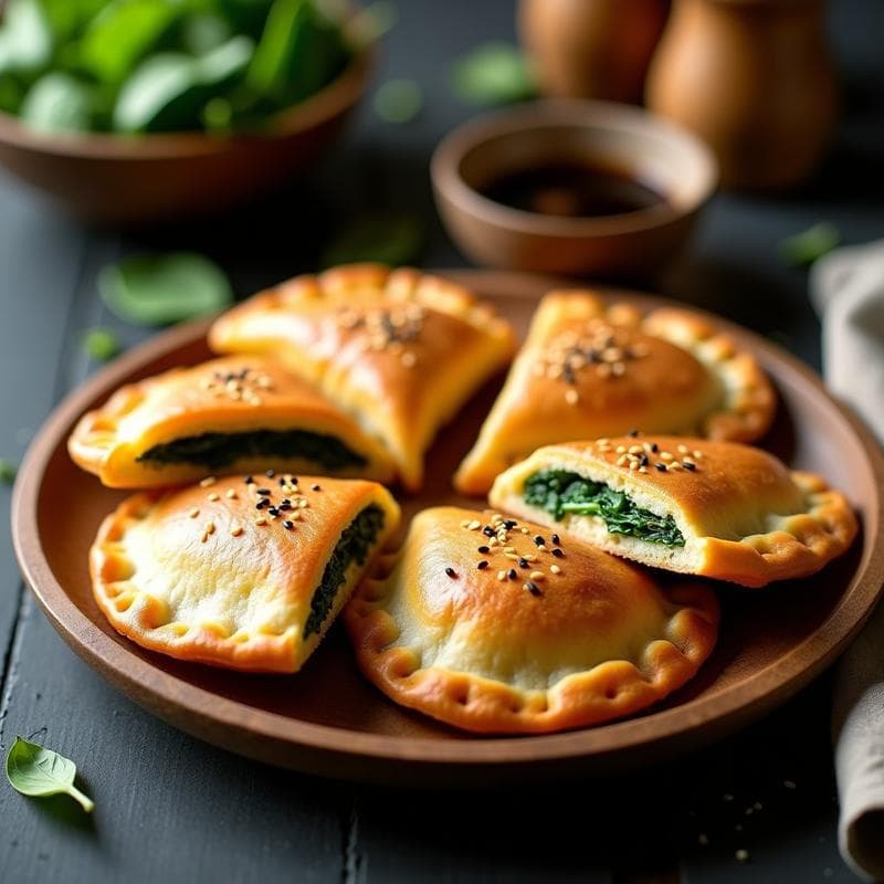 Empanadillas de espinaca y tofu ahumado con masa de arroz: Receta vegana en airfryer