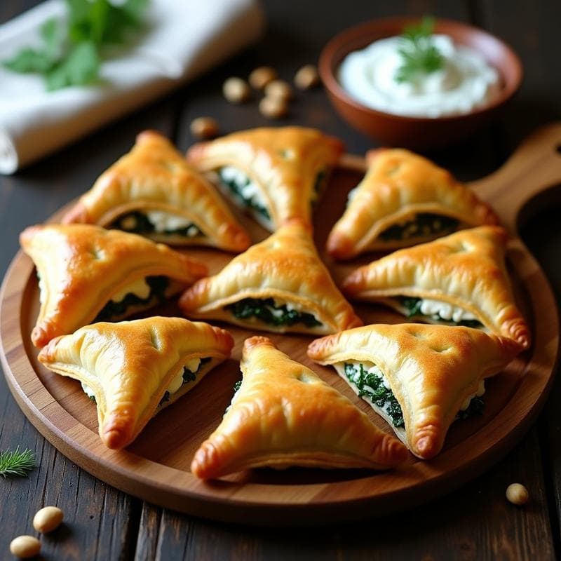 Empanadillas de Espinacas y Queso Blue: Receta Griega en Olla Express con Masa Filo en 25 Minutos