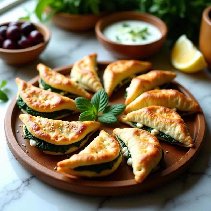 Empanadillas de Espinacas y Queso Feta en Masa de Yogur: Aperitivo Griega en 20 Minutos