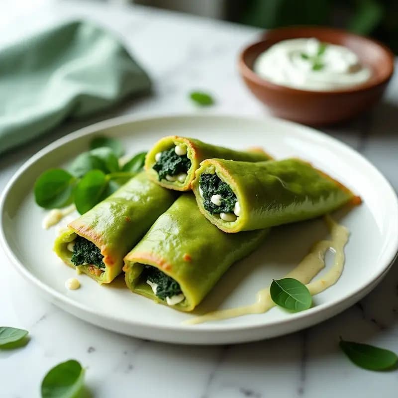 Empanadillas de Masa de Espirulina Rellenas de Queso de Anacardos y Espinacas: Snack Verde y Nutritivo