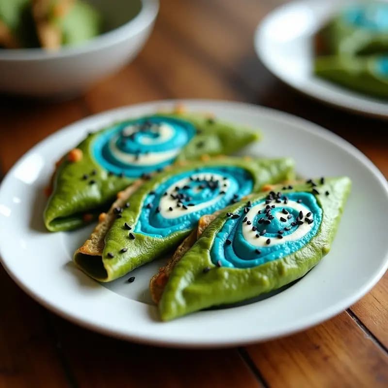 Empanadillas de Espirulina y Queso de Anacardos con Masas de Espinacas: Receta Vegana y Colorida