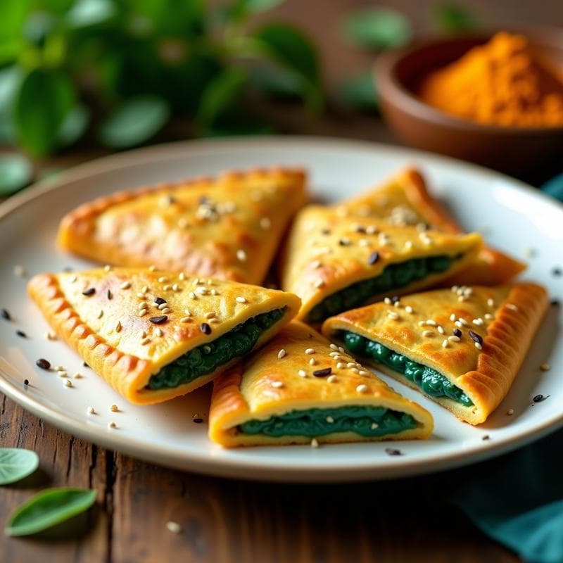 Empanadillas de Espirulina y Queso de Cúrcuma: Receta Vegana y Superalimenticia en Airfryer