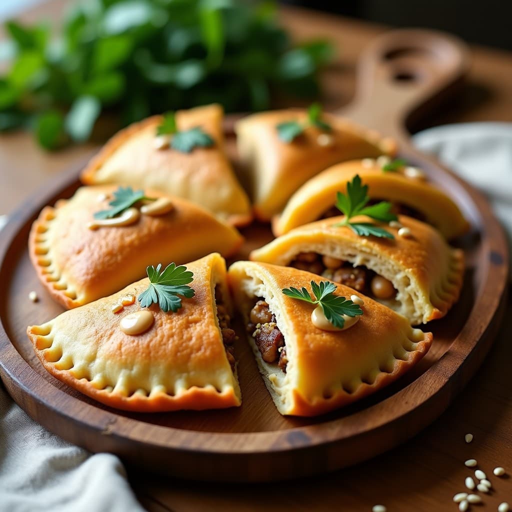 Empanadillas de Masa de Garbanzo con Relleno de Berenjena y Tahini: Receta Mediterránea Vegana