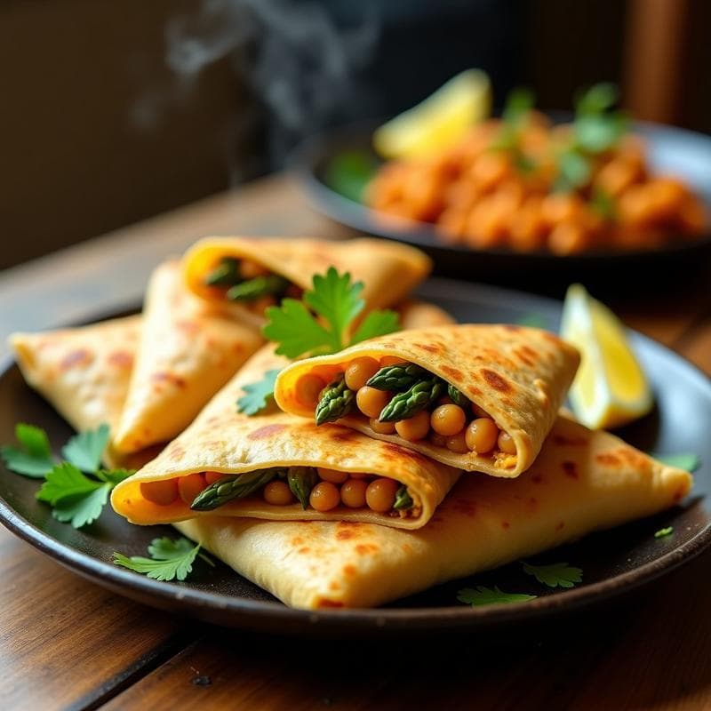 Empanadillas de Garbanzo y Espárragos con Masala de Especias: Receta India en Olla Express