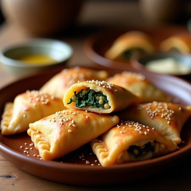 Empanadillas de Garbanzo y Espinaca con Masa de Harina de Sémola: Aperitivo Marroquí y Vegano