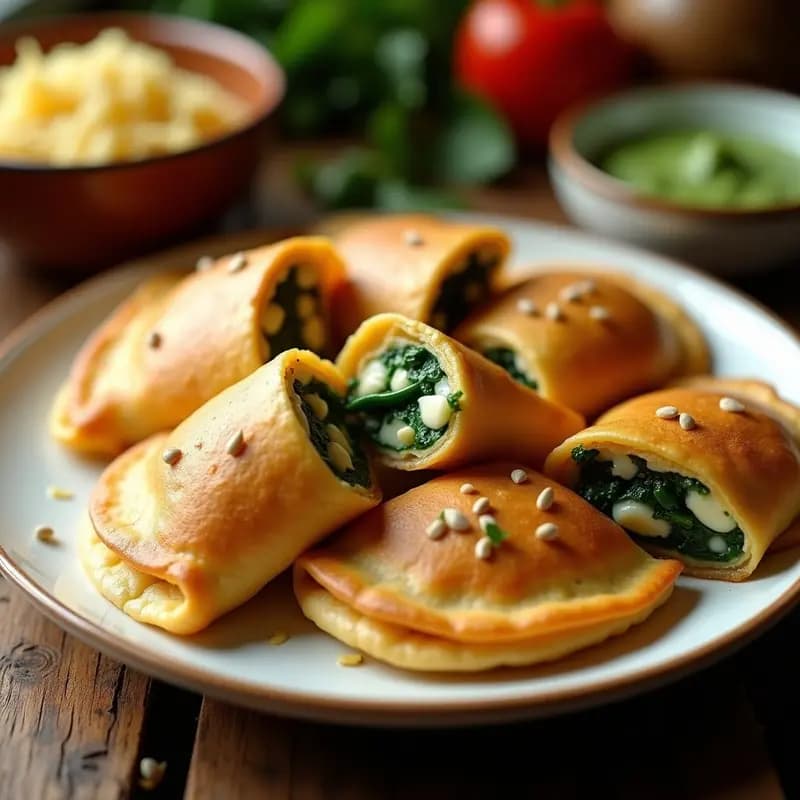 Empanadillas de Harina de Garbanzo con Relleno de Espinacas y Paneer: Receta India en Olla Express
