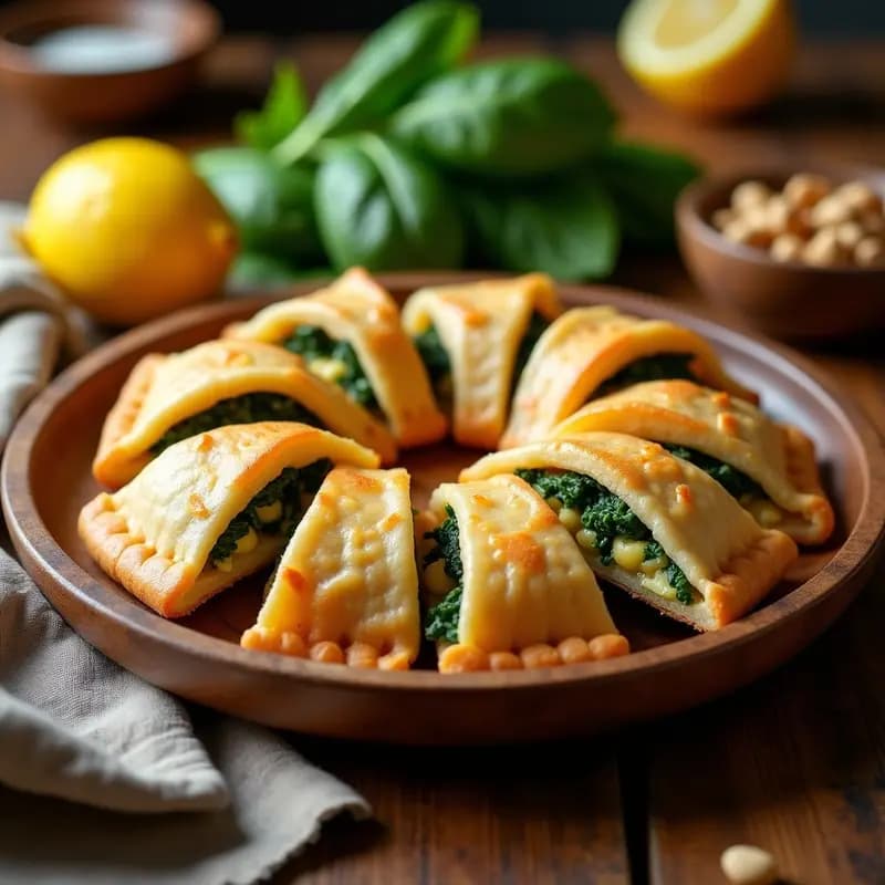 Empanadillas de Masa de Garbanzo Rellena de Espinacas y Piñones: Receta Andaluz Vegana