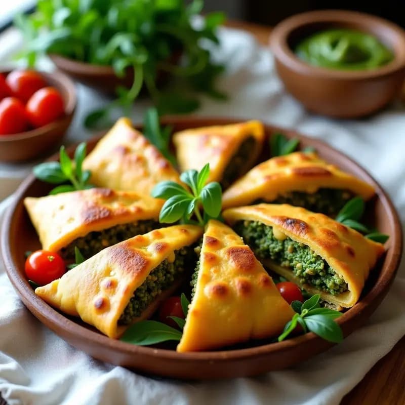 Empanadillas de Harina de Garbanzo y Pesto de Rúcula: Receta Italiana Vegana para Tupper