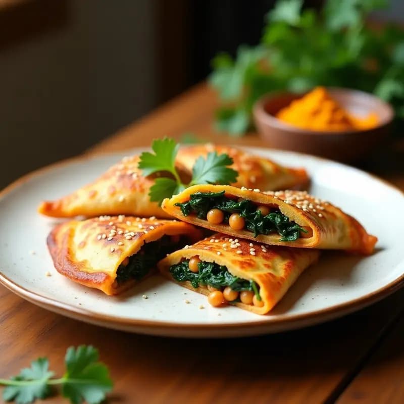 Empanadillas de Garbanzo Rojos y Espinacas con Masa de Lentejas: Receta Indiana Vegana