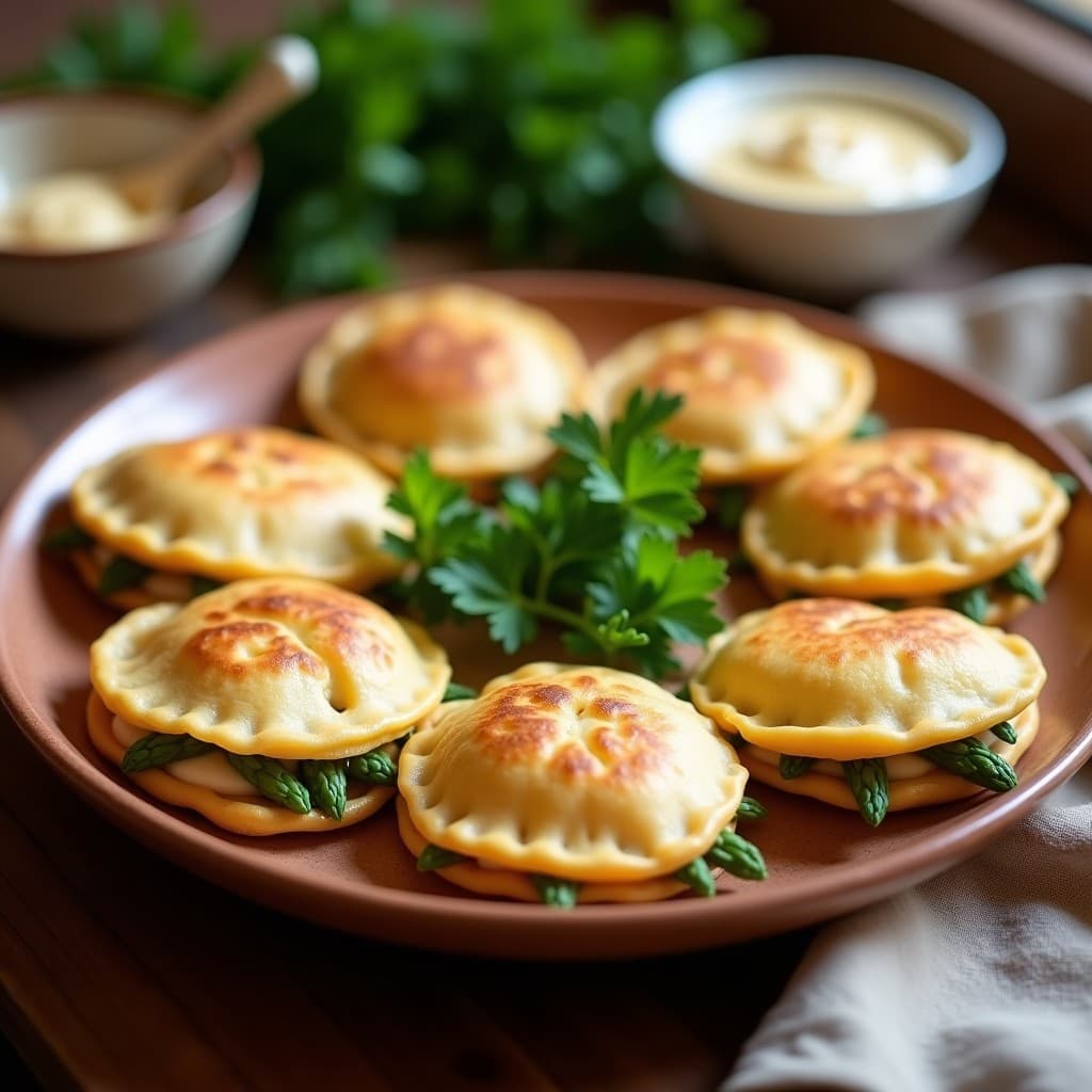 Empanadillas de Harina de Garbanzo con Relleno de Espárragos y Almendras: Receta Andaluza Vegana