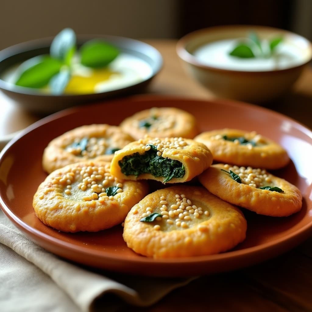 Empanadillas de Harina de Teff Rellenas de Espinacas y Piñones: Receta Etíope en Airfryer