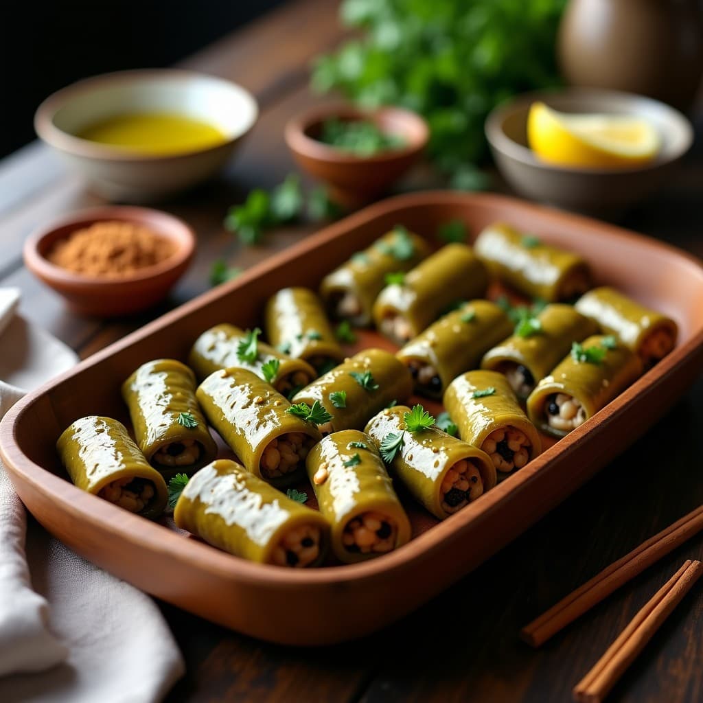 Empanadillas de Hoja de Parra con Relleno de Arroz Salvaje y Pasas: Receta Armenio en Airfryer