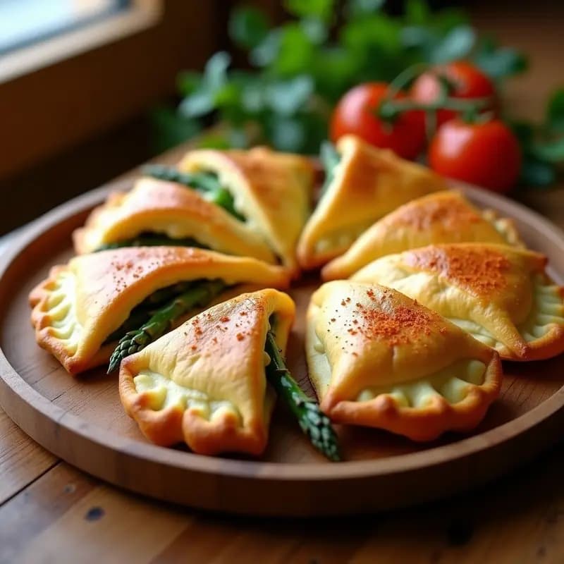 Empanadillas de Hojaldre Integral con Relleno de Espárragos Trigueros y Hummus de Habas: Receta Española Vegana