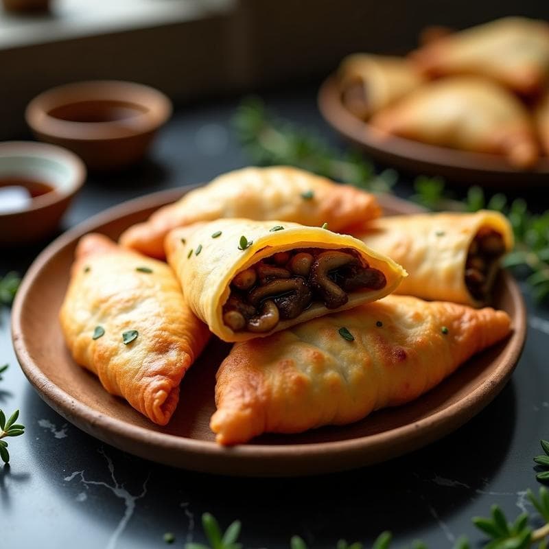 Empanadillas de Hongos Shiitake y Cebolla Caramelizada: Receta en Airfryer Sin Masa