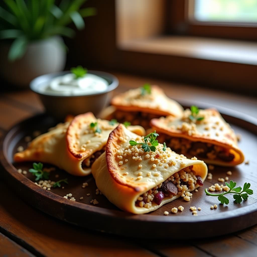 Empanadillas de Hongos Ostra y Cebolla Morada: Receta Vegana en Airfryer con Crujiente de Quinoa