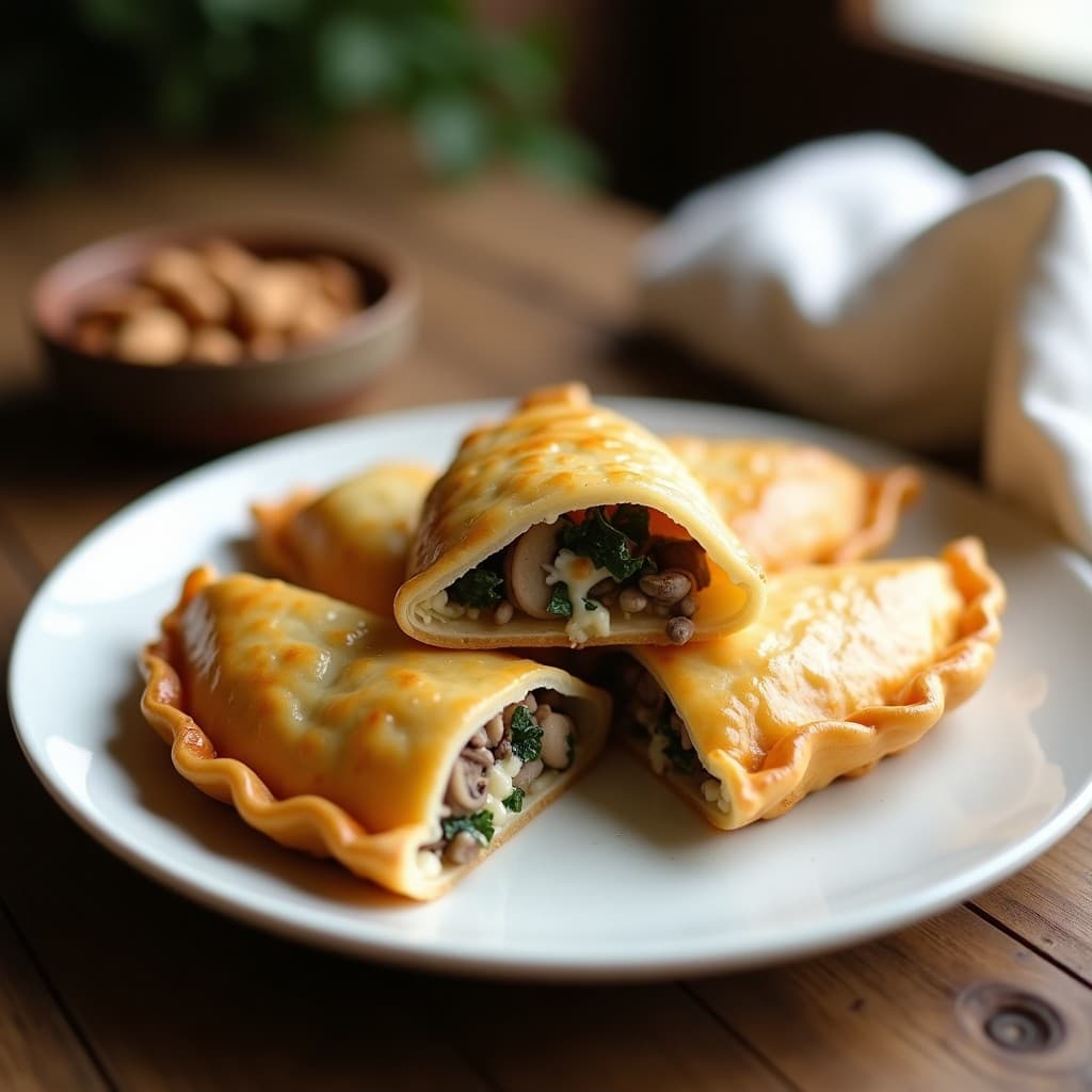 Empanadillas de Hongos Ostreatus y Queso de Almendras: Receta Sin Gluten en Olla Exprés