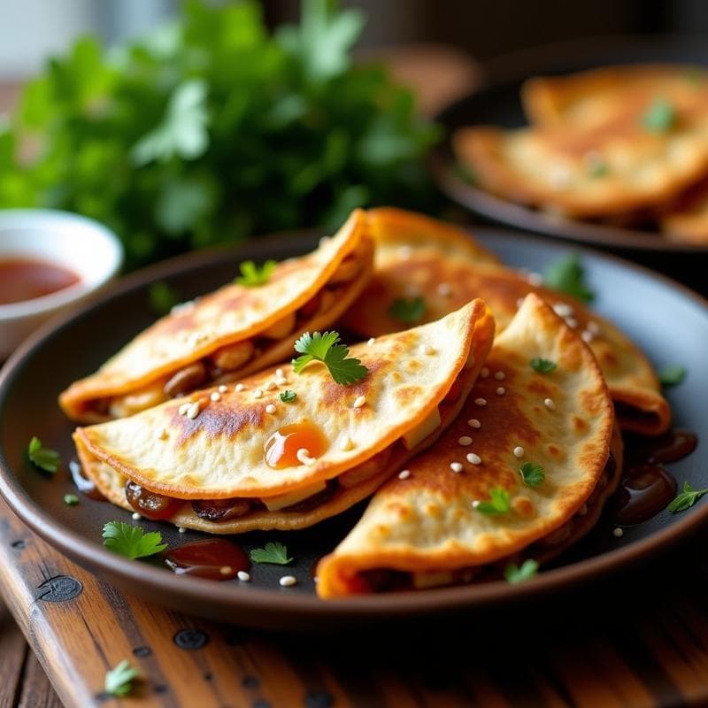 Empanadillas de Hongos Shiitake y Tofu Ahumado: Receta Vegana en Airfryer con Salsa Teriyaki