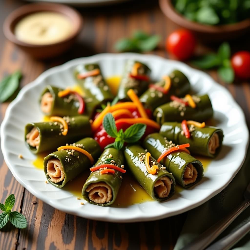 Empanadillas de Hummus y Pimientos Asados en Hojas de Parra: Receta Libanesa Vegana