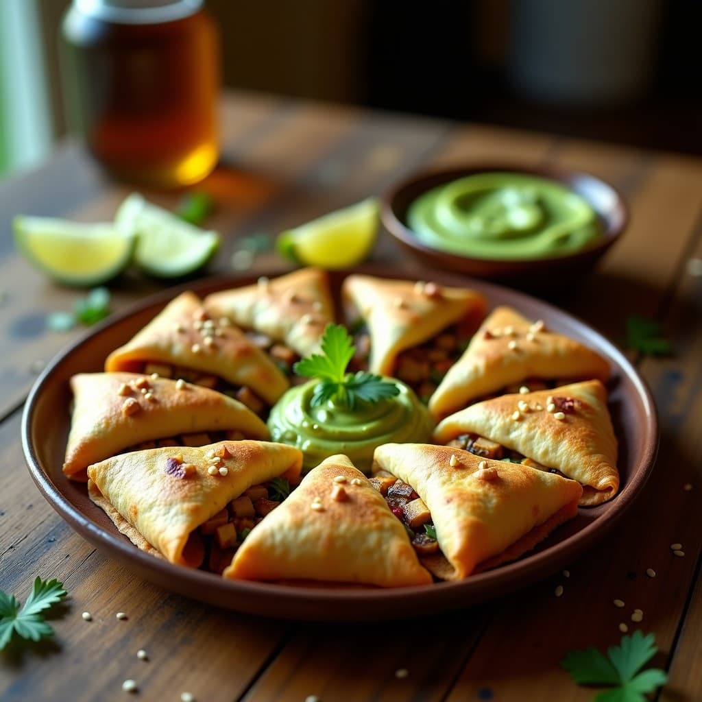 Empanadillas de Maíz Azul Rellenas de Rajas con Crema de Aguacate: Receta Mexicana en Airfryer