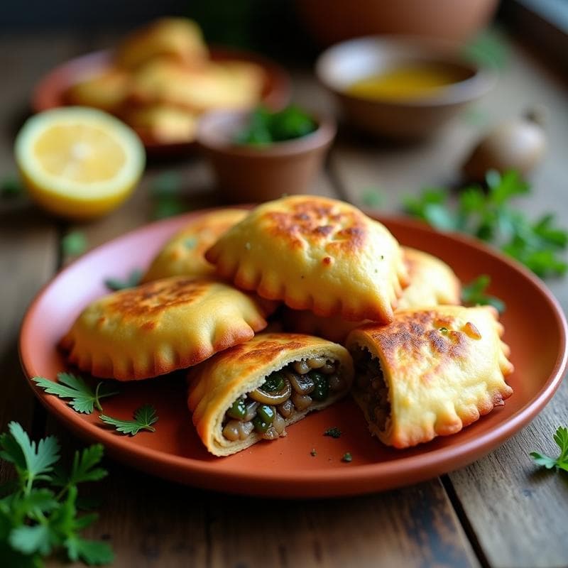 Empanadillas de Maíz Morado Rellenas de champiñones Portobello y Pimiento de Padrón: Receta Española en Airfryer