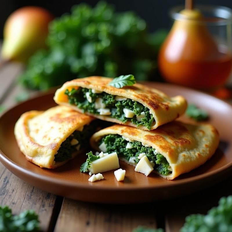 Empanadillas de Masa de Col Rizada Rellenas de Queso Azul y Peras: Receta Sin Gluten en Airfryer
