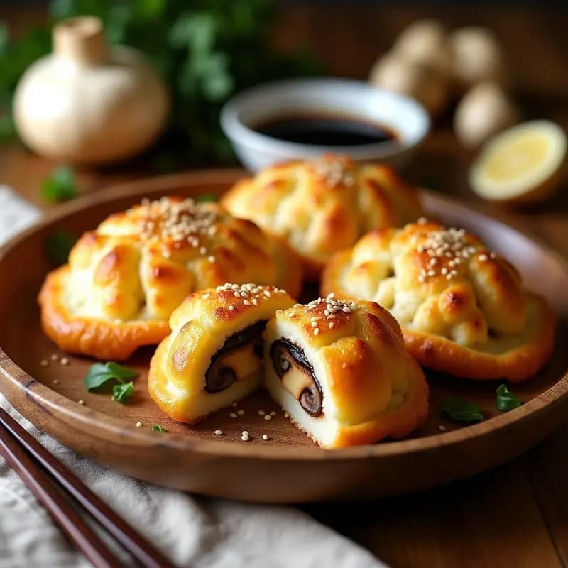 Empanadillas de Masa de Coliflor con Relleno de Hongos Shitake: Receta China Low-Carb