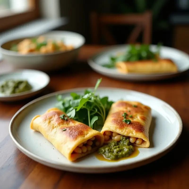 Empanadillas de Masa de Garbanzo Rellenas de Berenjena y Pesto de Rúcula: Aperitivo Mediterráneo