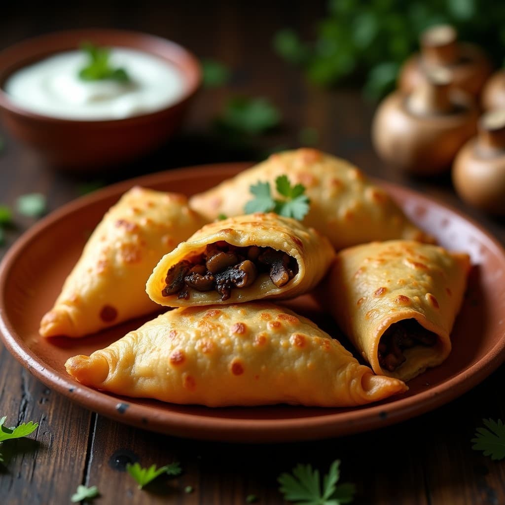 Empanadillas de Masarepa con Relleno de Hongos y Cebolla Caramelizada: Aperitivo Colombiano Vegano