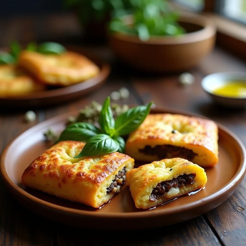 Empanadillas de Polenta Rellena de Berenjena Ahumada y Queso de Cabra: Receta en Airfryer Sin Harina