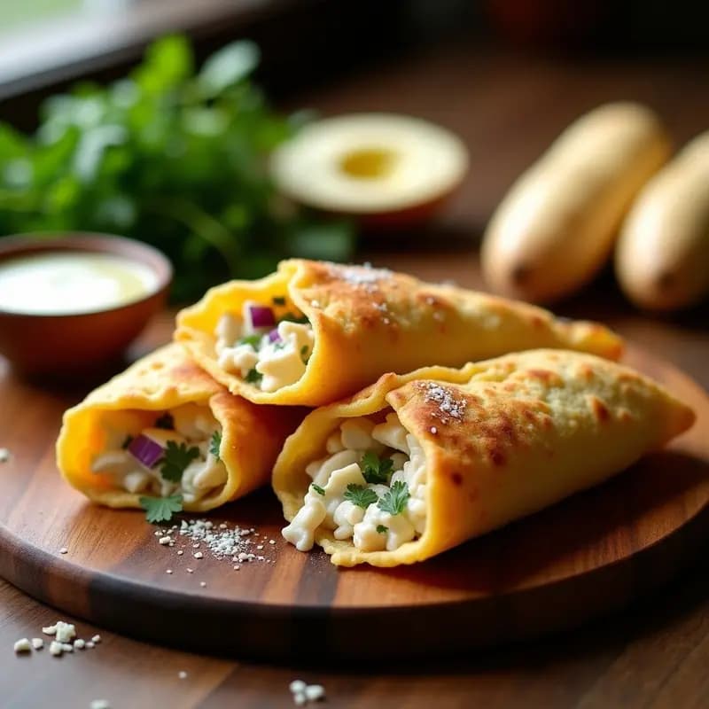 Empanadillas de Pollo y Queso Azul con Masa de Cassava: Receta Brasileña en Airfryer