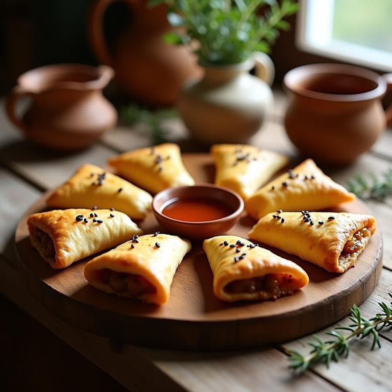 Empanadillas de Queso de Cabra y Mermelada de Cebolla con Miel: Receta Griega Dulce-Salada en Airfryer