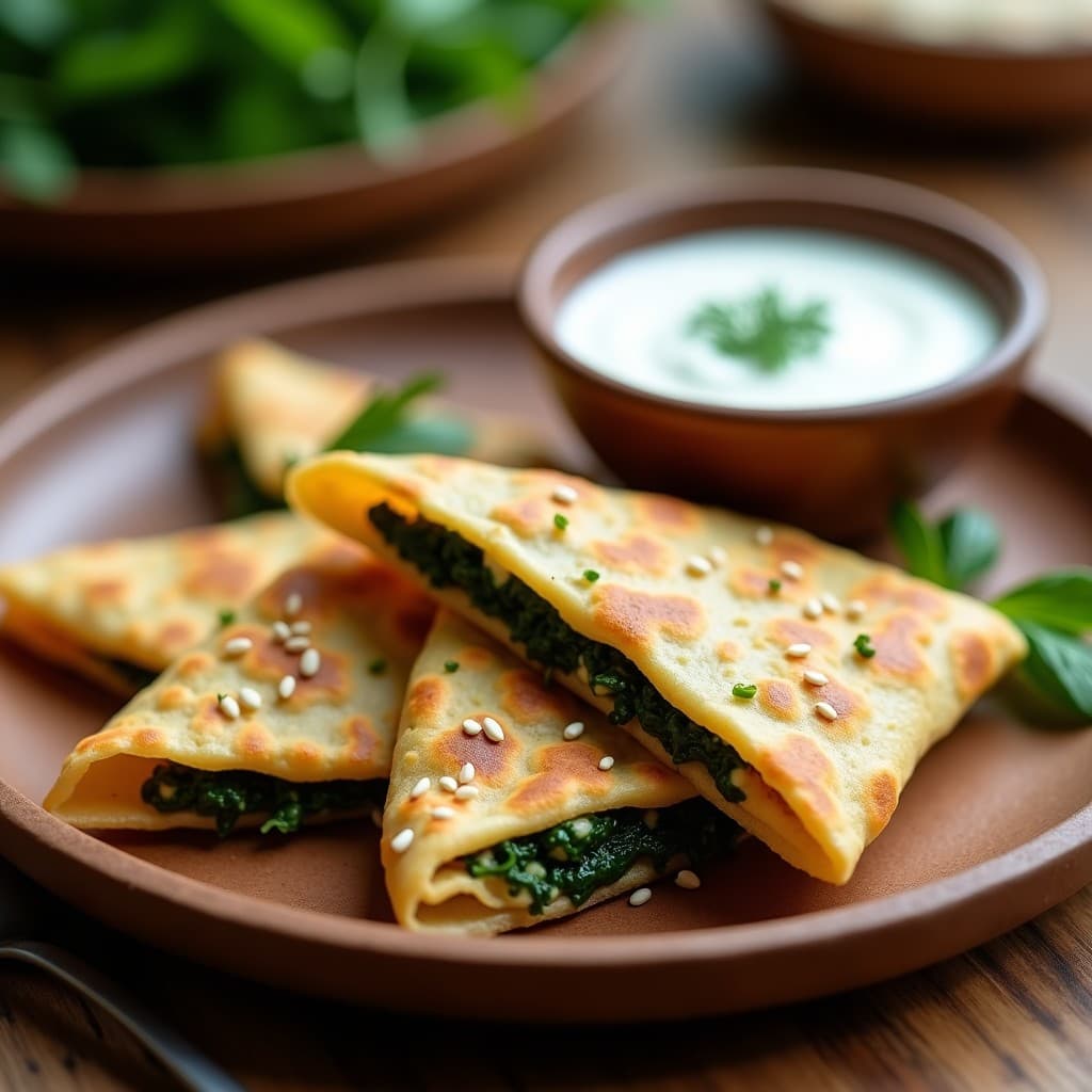 Empanadillas de Masa de Quinoa y Espinacas: Receta Sin Gluten en Airfryer con Dip de Yogur de Soja