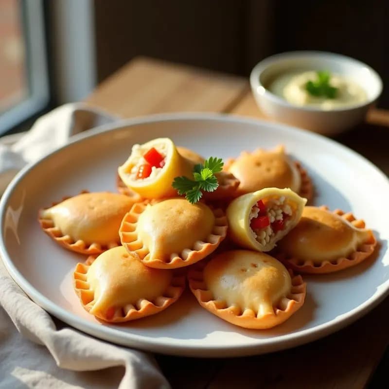 Empanadillas de Masa de Tapioca con Relleno de Bacalao Desalado y Pimientos: Receta Portuguesa en Airfryer