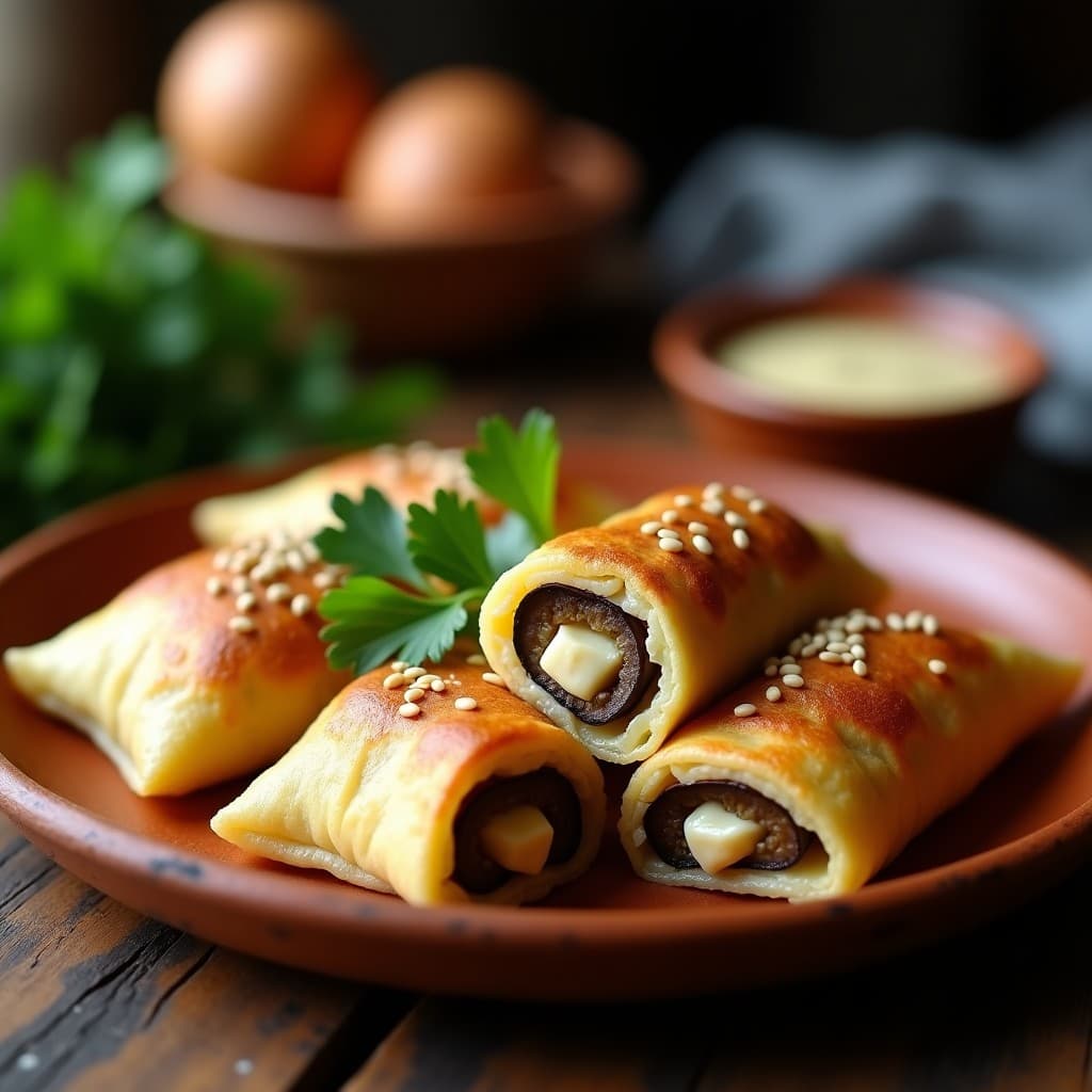 Empanadillas de Harina de Teff con Relleno de Berenjena Asada y Tahini