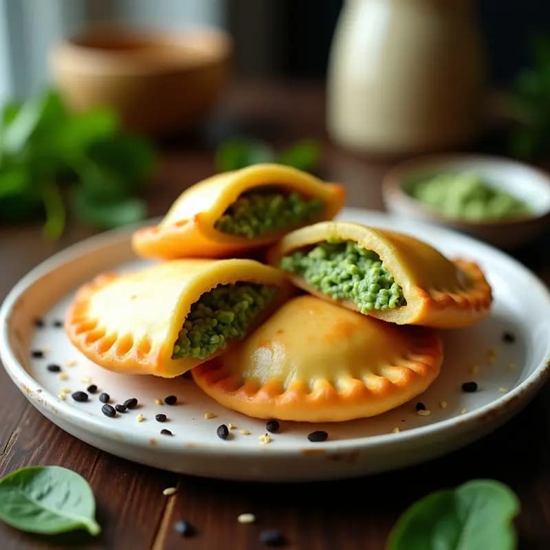Empanadillas de Masa de Yuca y Relleno de Moringa y Queso Vegano: Snack Colombiano Superalimento