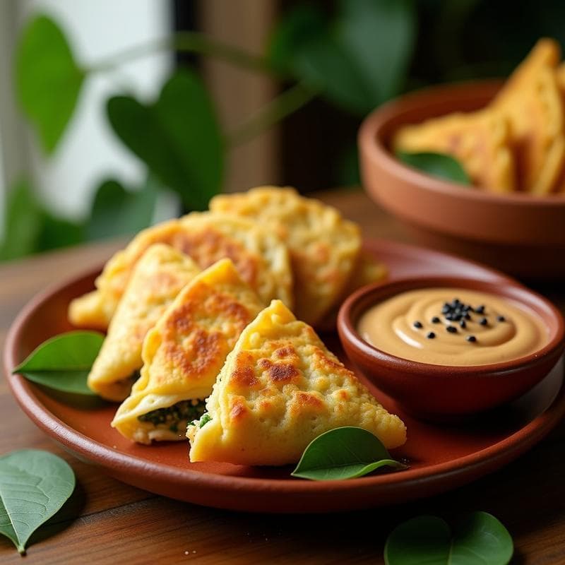 Empanadillas de Yuca y Moringa con Salsa de Cacahuete: Receta Africana Vegana en Airfryer