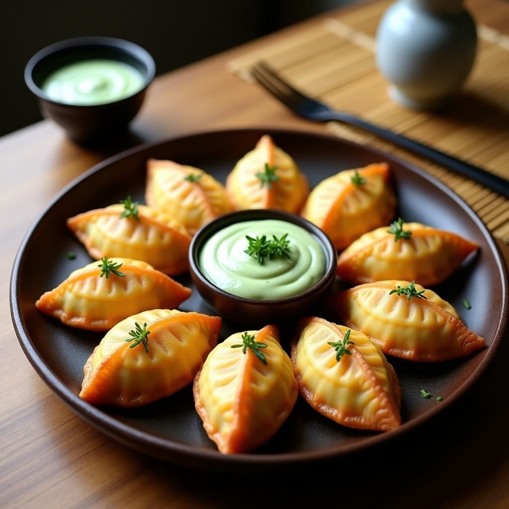 Empanadillas de Masa de Yuca Rellenas de Pescado Ahumado y Crema de Wasabi: Receta Vegana de Inspirada en Japón