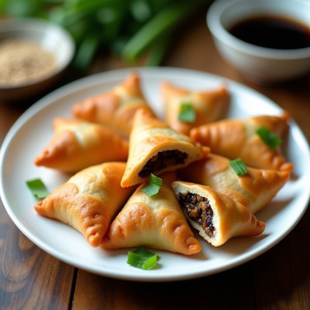 Empanaditas de Masa de Arroz con Relleno de Hongos Shiitake y Cebollino: Receta China Sin Gluten