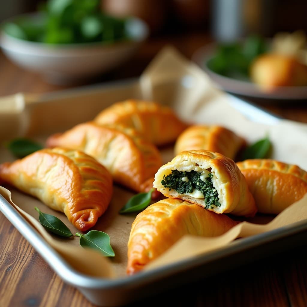 Empanaditas de Masa de Coliflor: Rellenas de Espinacas y Queso de Oveja al Horno