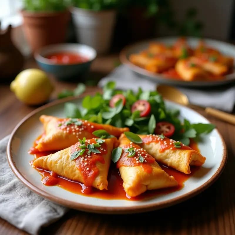 Empanaditas de Masa de Lentejas Rojas Rellenas de Espinacas y Piñones: Receta Libanesa Vegana en Airfryer