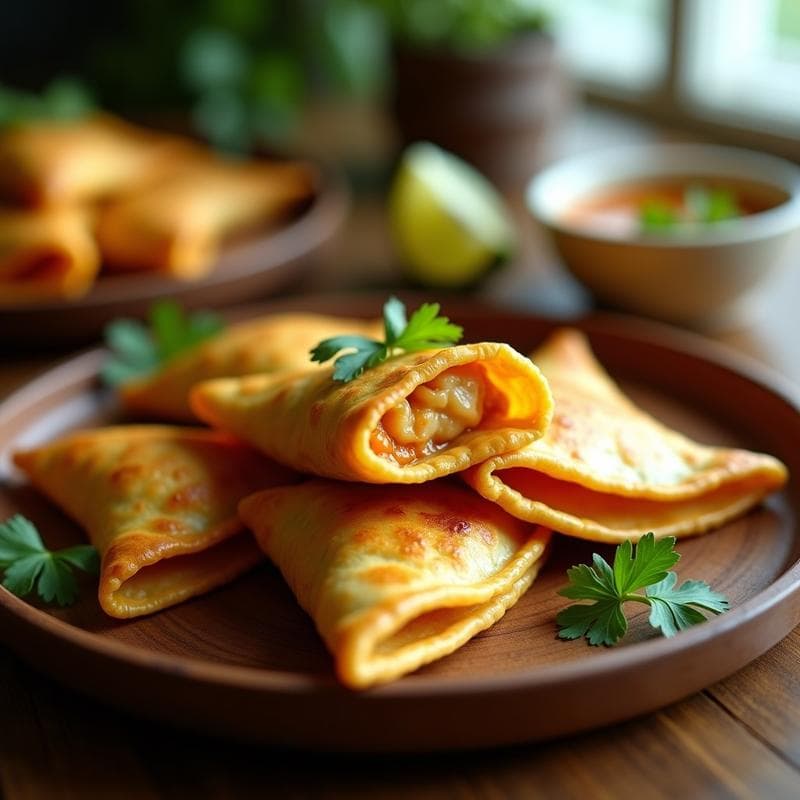 Empanaditas de Masa de Plátano Macho con Relleno de Pollo al Curry: Receta Caribeña en Airfryer