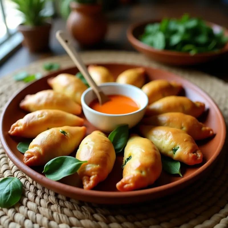 Empanaditas de Yuca y Espinacas con Salsa de Achiote: Receta Colombiana Sin Gluten en Olla Express
