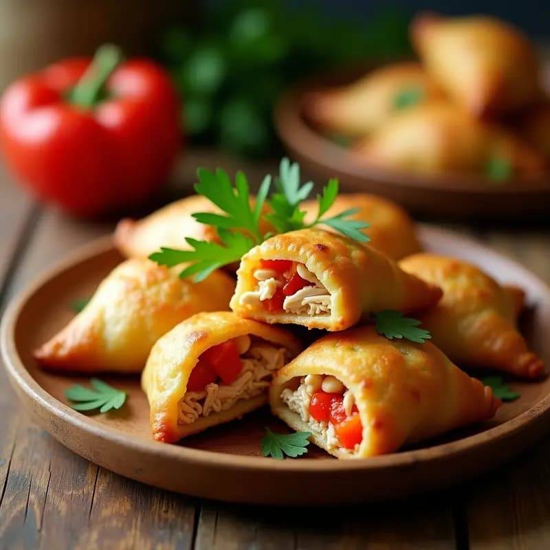 Empanaditas de Masa de Yuca con Relleno de Pollo y Pimientos Asados: Receta Cubana en Airfryer
