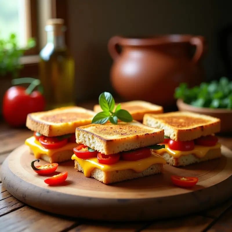 Emparedados de tortilla de patatas y pimientos: Bocata español clásico